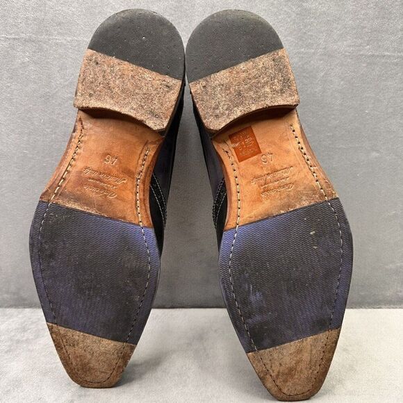 Jose Real Florence Mens Size 46 (US 13) Wingtip Oxford Jet Black Charcoal Veloce - Picture 7 of 10